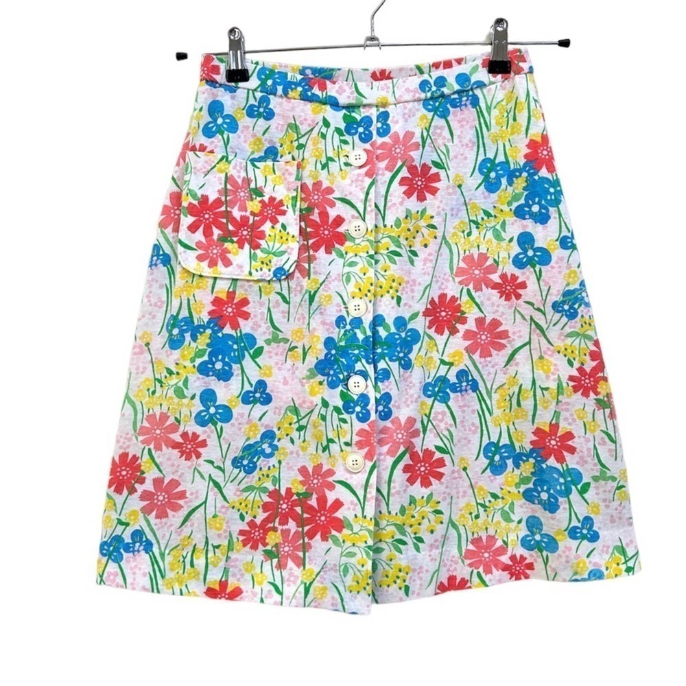 Vintage Haymaker Floral Button Down Skirt Skort w/ Shorts Made in USA, Size S